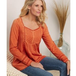Soft Surroundings Philomena Orange Chevron Top